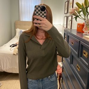 Everlane Green Cashmere Polo Size Small